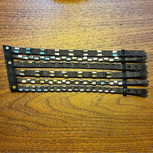 Authentic Vuitton Rare 6 Strap Monogram Silver Hardware Runway Cuff Bracelet - Picture 7 of 9